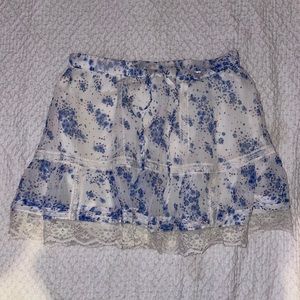 White Floral Mini Skirt